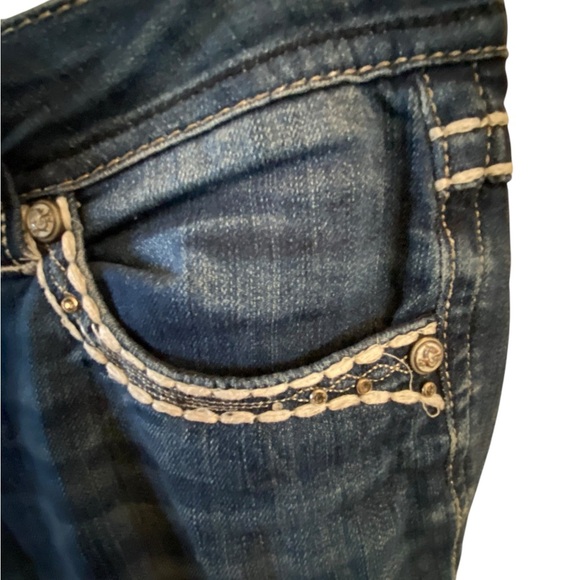 Vintage Y2k Grace in LA embroidered stitch & embellished Glam rock lowrise Jeans - Picture 5 of 10